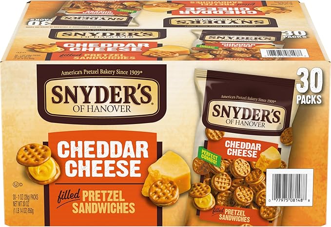 nyder's of Hanover Pretzel Sandwiches, Cheddar Cheese, Snack Packs, 30 Ct